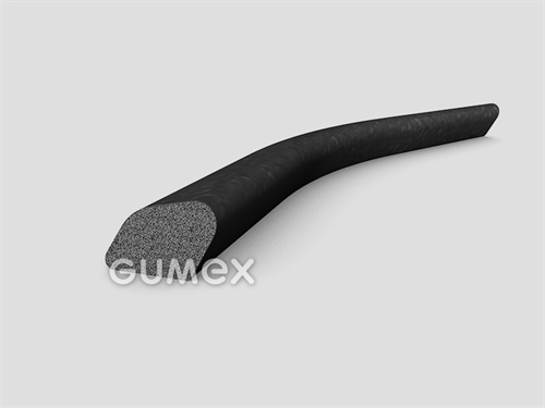 Mikroporézní profil tvarový, 14,5x22mm, hustota 500kg/m3, EPDM, -30°C/+80°C, černý